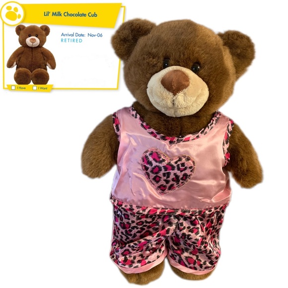 Build-A-Bear Other - VTG 2006 Build-A-Bear Lil’ Milk Chocolate Cub” with Pink Leopard Outfit